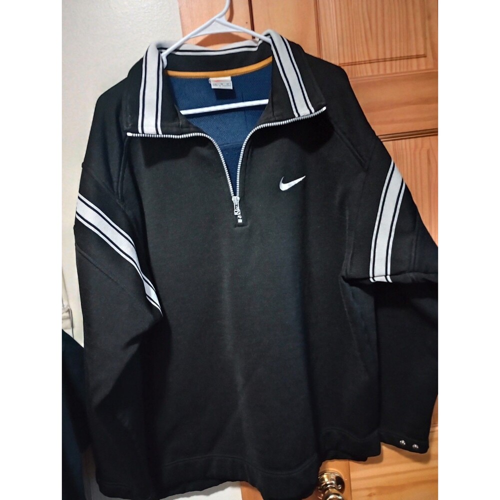 Vintage 80s 90s Nike 1/4 Zip Fleece Lined Sweater Men's Size XL Black
